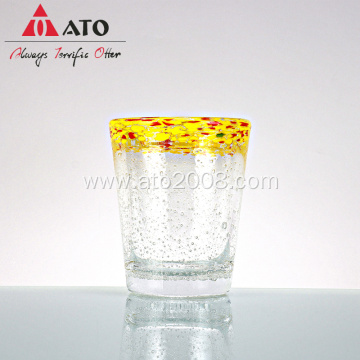 Multi Colored Wine Glasses Rainbow Rim stemless Glass